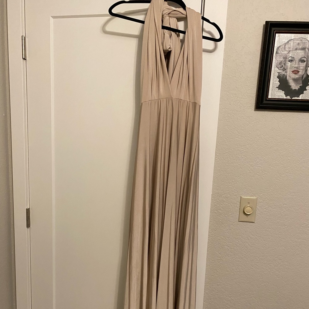 LuLu’s Tricks of the Trade Taupe Maxi Dress - XL